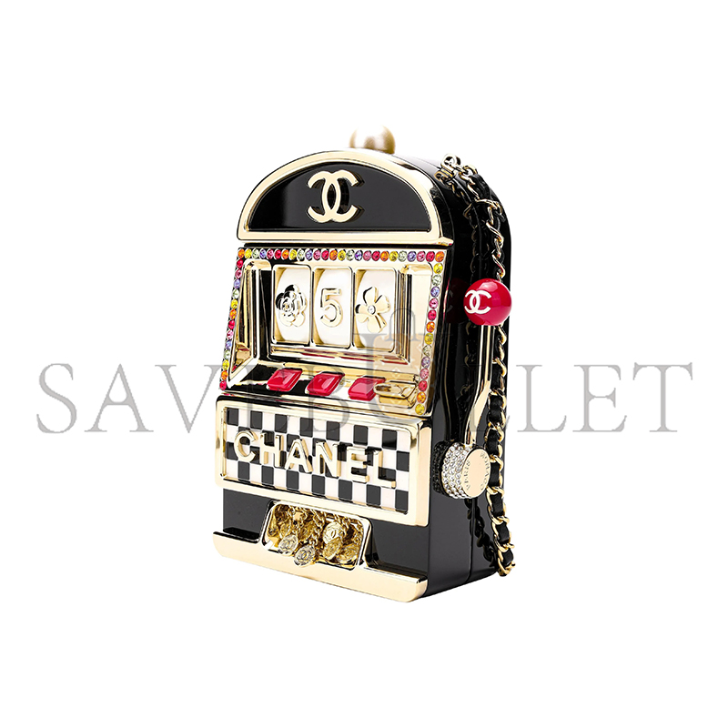 Ch*el master casino monaco slot machine minaudiere with gold hardware as3715 (16*9*4cm)